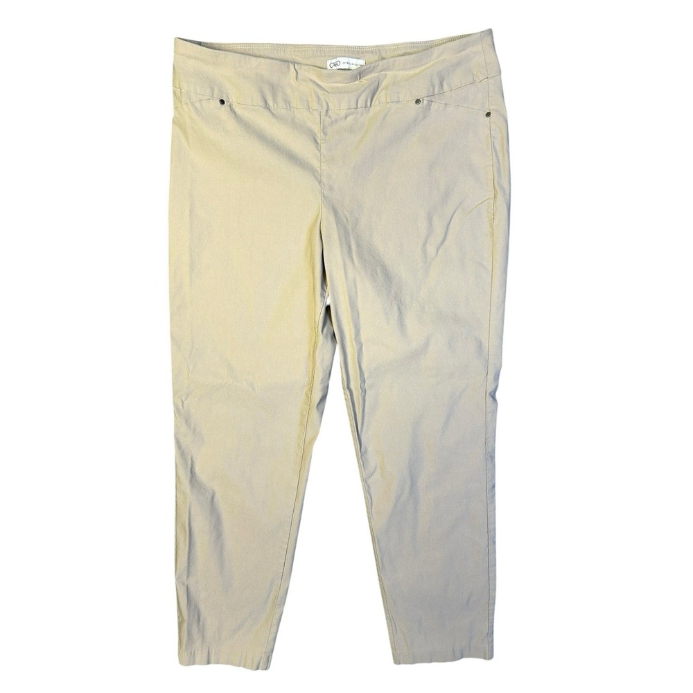 CATO Beige Pull On Pants Women's Size 14 Mid-Rise Stretch Ankle